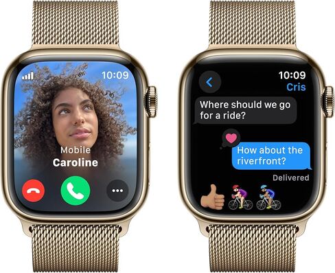 Apple Watch Series 9 (GPS + Cellular, 41mm) - Gold Stainless Steel Case with Gold Milanese Loop, One Size (Renewed) in Saudi Arabia