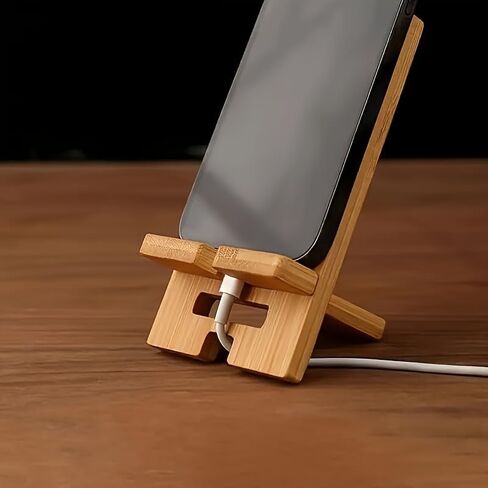 Natural Style Portable Bamboo Phone Stand - Detachable Desktop Organizer, Minimalist Country Style, Durable & Stylish Workspace Accessory for Home Office, School, Phone Stand for Desk in Saudi Arabia
