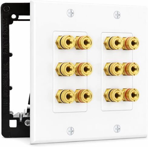 DIYTECH 6 Speaker Wall Plate, Home Theater Wall Plate, Gold Plated Binding Posts, for Home Theater Setup in Saudi Arabia