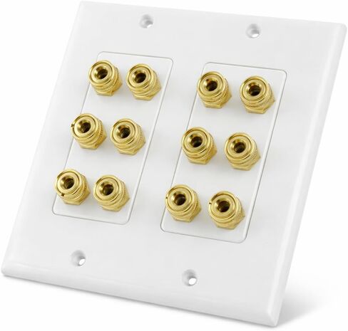 DIYTECH 6 Speaker Wall Plate, Home Theater Wall Plate, Gold Plated Binding Posts, for Home Theater Setup in Saudi Arabia
