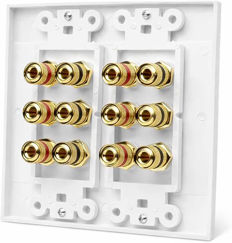 DIYTECH 6 Speaker Wall Plate, Home Theater Wall Plate, Gold Plated Binding Posts, for Home Theater Setup in Saudi Arabia