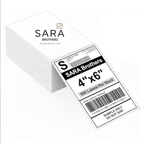 SARA Brothers 4x6 Direct Thermal Shipping Labels (Pack of 2000 Labels / 4 Fanfold Stacks), Commercial Grade, Waterproof, BPA-Free, Compatible with Rollo, Munbyn, Zebra in Saudi Arabia
