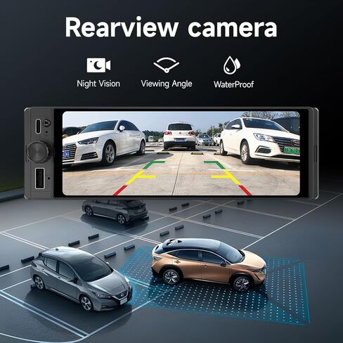 ستيريو سيارة أحادي الدين، 6.28 بوصة CarPlay لاسلكي وAndroid Auto شاشة لمس راديو واحدة Din وشاشة راديو السيارة MirrorLink Type-C وحدة رأس الشحن تدعم بلوتوث/SWC/FM/USB/EQ كاميرا احتياطية in Kuwait
