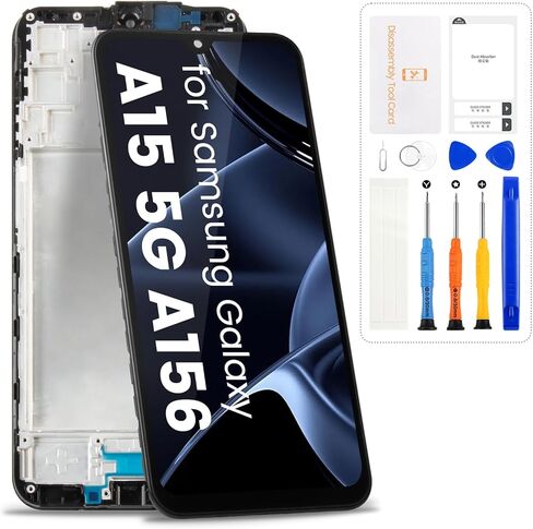 for Samsung Galaxy A15 5G Screen Replacement for Samsung A15 5G LCD Screen SM-A156W SM-A156U SM-A156P Display Digitizer Touch Assembly Repair Parts with Tools,Black with Frame in Kuwait