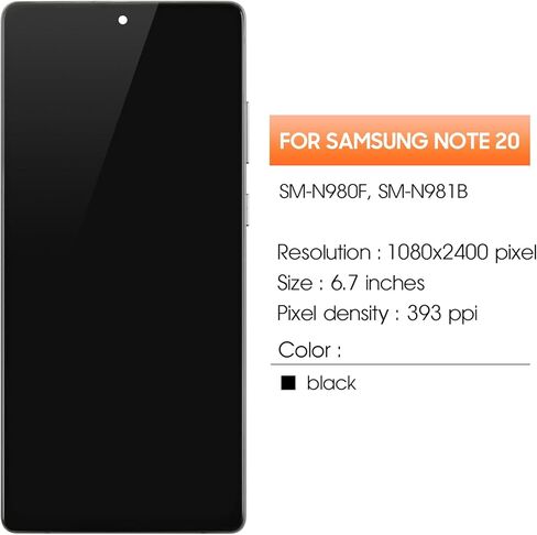 INCELL for Samsung Galaxy Note20 4G 5G Screen Replacement for Samsung Note 20 LCD Display N980 SM-N981U SM-N981W LCD Digitizer Touch Screen Assembly with Frame Black (Original Size) in Saudi Arabia
