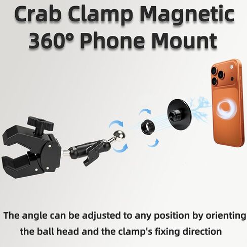 Magnetic Microphone Stand Phone Holder for MagSaf e, 360° Swivel Dual Ball Head Clamp Mount, Universal for iPhone 16 15 14 Pro Max Samsung Galaxy Smartphones in Saudi Arabia