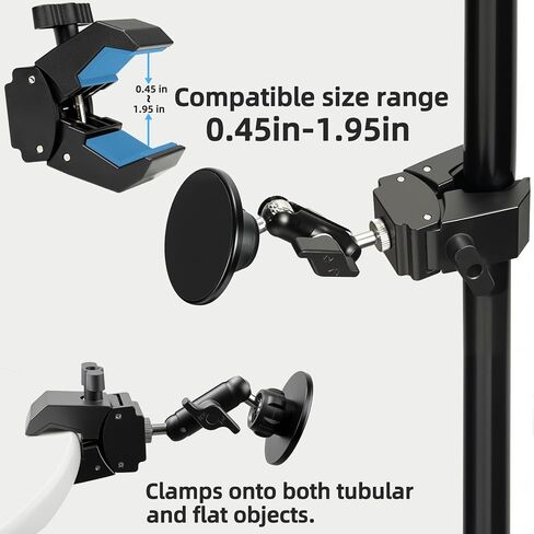 Magnetic Microphone Stand Phone Holder for MagSaf e, 360° Swivel Dual Ball Head Clamp Mount, Universal for iPhone 16 15 14 Pro Max Samsung Galaxy Smartphones in Saudi Arabia