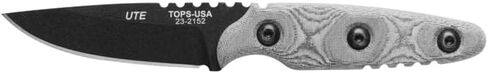 Tops Knives TPUTE02: Ute-Utility Tool Edged Fixed Blade- Black Kydex Sheath with Black Rotating Spring Steel Clip in Saudi Arabia