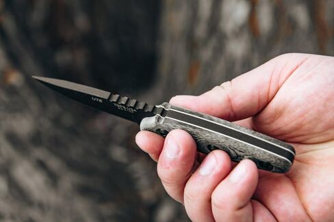 Tops Knives TPUTE02: Ute-Utility Tool Edged Fixed Blade- Black Kydex Sheath with Black Rotating Spring Steel Clip in Saudi Arabia