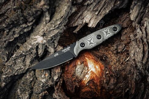 Tops Knives TPUTE02: Ute-Utility Tool Edged Fixed Blade- Black Kydex Sheath with Black Rotating Spring Steel Clip in Saudi Arabia