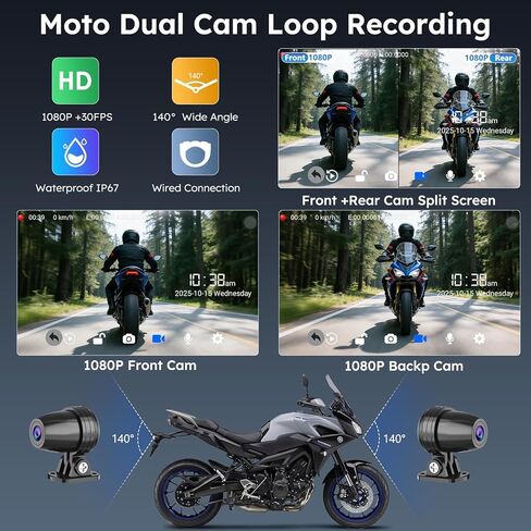 Carpuride W702 Plus for Motorcycle CarPlay & Android Auto & 8 Core Android 14, 1080p Dash Cam, 7-inch Waterproof Touchscreen for Online/Offline Navigation, Bluetooth, Loop Recording, Wired Controller in Saudi Arabia