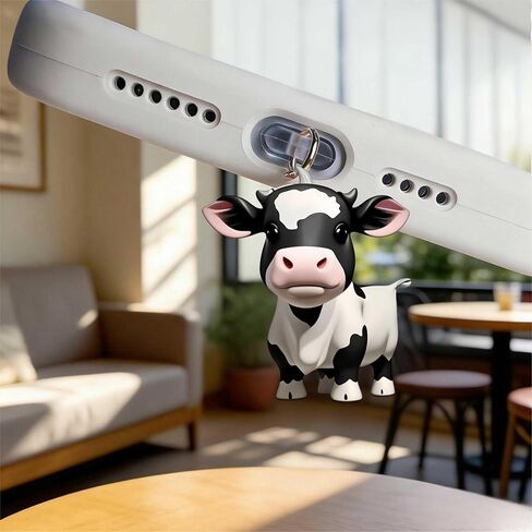 Cow with Flower Crown Dust Plug Acrylic Charms for electronic products,Type-C Charging Port Dust Plugs Pendant Compatible with E-Reader Phone Tablet, Gift for Christmas, Birthday, Anniversary Day in Saudi Arabia