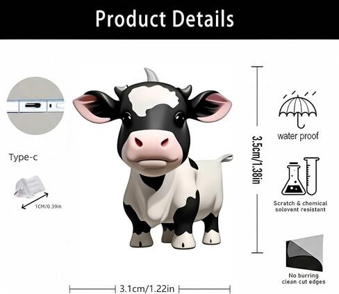 Cow with Flower Crown Dust Plug Acrylic Charms for electronic products,Type-C Charging Port Dust Plugs Pendant Compatible with E-Reader Phone Tablet, Gift for Christmas, Birthday, Anniversary Day in Saudi Arabia