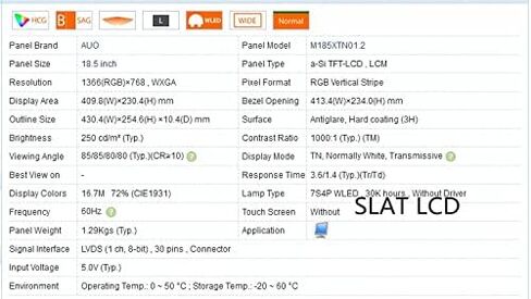 لوحة LCD AUO مقاس 18.5 بوصة M185XTN01.2، شاشة بديلة لجهاز GAEMS Vanguard G190، لجهاز Lenovo C225 C245، مع مجموعة كاملة من لوحة القيادة in Kuwait