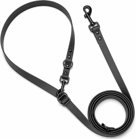 WOOFELITE مقود كلب مقاوم للماء وقابل للتعديل بدون استخدام اليدين بطول 7 أقدام / 8 أقدام (أسود، 8 أقدام) in Kuwait