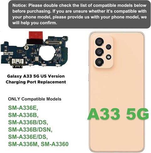 طقم استبدال منفذ الشحن متوافق مع الإصدار الأمريكي Galaxy A33 5G، موصل USB-C للوحة الإرساء فقط لسلسلة A33 5G SM-A336، مع مجموعة أدوات in Saudi Arabia
