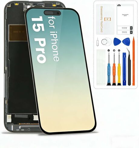 for iPhone 15 Pro Screen Replacement for iPhone 15 Pro LCD Display Digitizer Touch Screen Assembly with Repair Kits,Compatible with A2848, A3101, A3102, A3104 in Kuwait