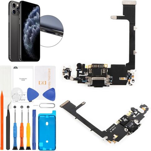for iPhone 11 Pro Charging Port Replacement (Matte Space Gray) Lightning USB Dock Connector Flex Cable Assembly with Waterproof Tape Tool Kit for A2215, A2160, A2217 in Saudi Arabia