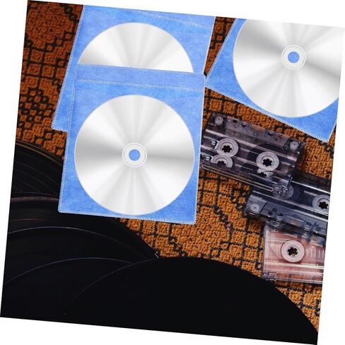 HOMSFOU 200 قطعة 12 سم CD DVD أكياس تخزين وسائط بلاستيكية للسيارة والمنزل، منظم أكمام حامل قرص Pp المحمول لتخزين أقراص CD DVD بلون عشوائي in Kuwait