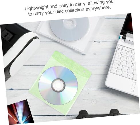 HOMSFOU 200 قطعة 12 سم CD DVD أكياس تخزين وسائط بلاستيكية للسيارة والمنزل، منظم أكمام حامل قرص Pp المحمول لتخزين أقراص CD DVD بلون عشوائي in Kuwait