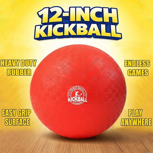 12 Inch Kickball Playground Balls Set(1,6,12)Pack, Durable PVC Dodgeballs for Kids & Adults, Outdoor & Indoor Games with Pump and Bag, Bouncy Balls for School, Gym, Birthday Gift for Boys and Girls in Kuwait