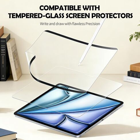 واقي شاشة مغناطيسي بملمس الورق لجهاز iPad Air 11 بوصة M2/M3/M4 (2024-2026) وiPad 10.9 بوصة الجيل العاشر (2022-2025)، لمسة نهائية غير لامعة، اكتب مثل الورق، قابل لإعادة الاستخدام، يتضمن رأسين إضافيين للقلم الرصاص in Kuwait