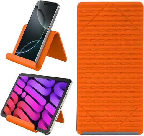 Phone Stand for Desk, Silicone Flexible Phone Holder for All Mobile Devices, Portable Cell Phone Stand for Travel, Home, Car, Airplane, Treadmill, iPad, Tablet, Orange in Saudi Arabia