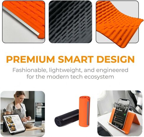 Phone Stand for Desk, Silicone Flexible Phone Holder for All Mobile Devices, Portable Cell Phone Stand for Travel, Home, Car, Airplane, Treadmill, iPad, Tablet, Orange in Saudi Arabia
