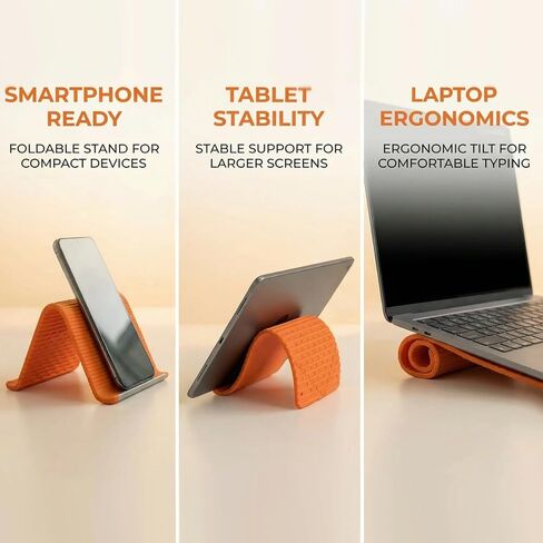 Phone Stand for Desk, Silicone Flexible Phone Holder for All Mobile Devices, Portable Cell Phone Stand for Travel, Home, Car, Airplane, Treadmill, iPad, Tablet, Orange in Saudi Arabia