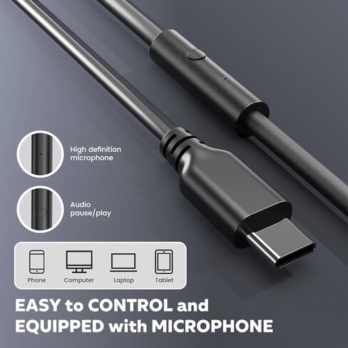 سماعات رأس سلكية USB C مطورة، سماعات فوق الأذن من النوع C مع ميكروفون، صوت ستيريو عالي الدقة، التحكم في مستوى الصوت، سماعات رأس USB من النوع C قابلة للطي للبالغين / المراهقين // الأجهزة اللوحية / الكمبيوتر / iPhone / السفر (أسود) in Kuwait