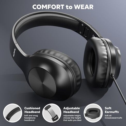 سماعات رأس سلكية USB C مطورة، سماعات فوق الأذن من النوع C مع ميكروفون، صوت ستيريو عالي الدقة، التحكم في مستوى الصوت، سماعات رأس USB من النوع C قابلة للطي للبالغين / المراهقين // الأجهزة اللوحية / الكمبيوتر / iPhone / السفر (أسود) in Kuwait