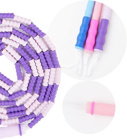 Beaded Bamboo-Segment Jump Rope - Durable PVC Skipping Rope with Anti-Slip Handle, Tangle-Free Design & Adjustable Length for Beginners in Kuwait