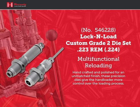 Hornady Custom Grade New Dimension 2-Die Set, 223 REM (.224) (546228) - Caliber Specific Reloading Equipment for Handloaders with Full Length Sizer Die, Seating Die, Sure-Loc Rings, & Storage Box in Saudi Arabia