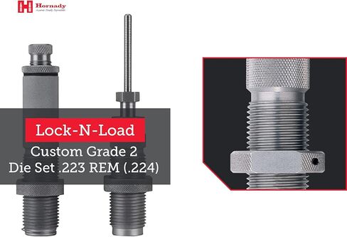 Hornady Custom Grade New Dimension 2-Die Set, 223 REM (.224) (546228) - Caliber Specific Reloading Equipment for Handloaders with Full Length Sizer Die, Seating Die, Sure-Loc Rings, & Storage Box in Saudi Arabia