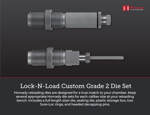Hornady Custom Grade New Dimension 2-Die Set, 223 REM (.224) (546228) - Caliber Specific Reloading Equipment for Handloaders with Full Length Sizer Die, Seating Die, Sure-Loc Rings, & Storage Box in Saudi Arabia