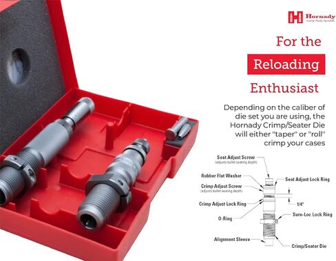 Hornady Custom Grade New Dimension 2-Die Set, 223 REM (.224) (546228) - Caliber Specific Reloading Equipment for Handloaders with Full Length Sizer Die, Seating Die, Sure-Loc Rings, & Storage Box in Saudi Arabia