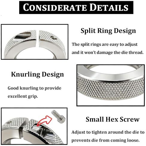 Die Lock Rings Fits on Standard 7/8-14 Inch Threaded Dies & Accessories, Split Ring Design Die Lock Nuts Applies Constant Pressure & Wrench Flats for Easy On/Off, Package of 6 in Saudi Arabia