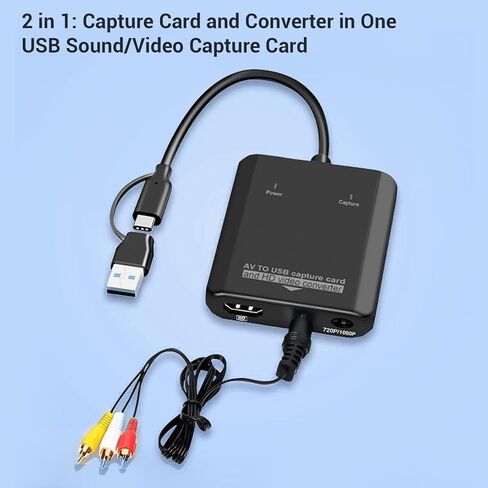GOWENIC Video Capture Card, Dual Function Design, Store or Share Permanently, Real Time HD Multimedia Preview, for VCR DVD in Saudi Arabia