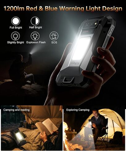 Tank X 5G Rugged Smartphone,Android 15 Mobile Phones with 220 Lumens Projector,32GB RAM+512GB ROM,6.78’’ LCD Screen,17600mAh Battery Cell Phone Unlocked, 1200LM Camping Light/IP68/GPS in Saudi Arabia