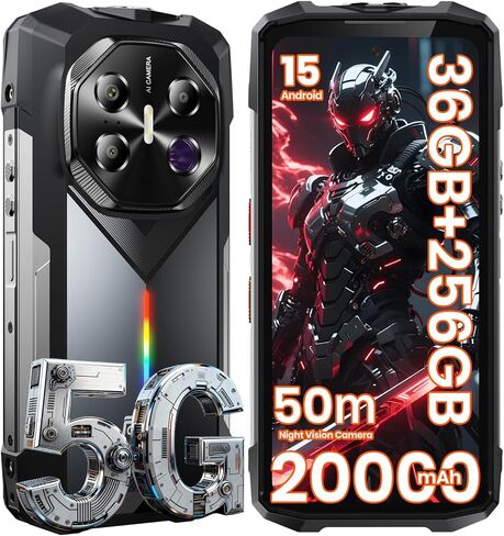 FOSSIBOT 2026 F113 20000mAh/33W 5G Android 15 هاتف متين مفتوح، 36 جيجابايت + 256 جيجابايت / 2 تيرابايت MediaTek Dimensity 7050+ هاتف ألعاب، 6.78 بوصة 4K FHD + 120 هرتز زجاج غوريلا، رؤية ليلية فائقة 50 ميجابكسل in Kuwait