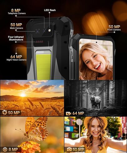 Tank X 5G Rugged Smartphone,Android 15 Mobile Phones with 220 Lumens Projector,32GB RAM+512GB ROM,6.78’’ LCD Screen,17600mAh Battery Cell Phone Unlocked, 1200LM Camping Light/IP68/GPS in Saudi Arabia