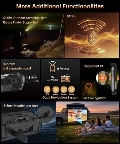 Tank X 5G Rugged Smartphone,Android 15 Mobile Phones with 220 Lumens Projector,32GB RAM+512GB ROM,6.78’’ LCD Screen,17600mAh Battery Cell Phone Unlocked, 1200LM Camping Light/IP68/GPS in Saudi Arabia