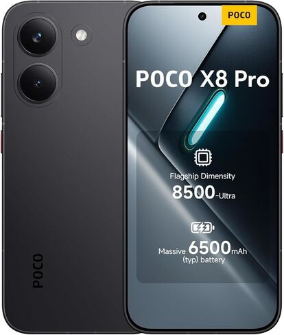 XIAOMI Poco X8 PRO 5G Ai (متوافق مع Tmobile Mint Tello & Global) (512 جيجابايت + 12 جيجابايت) 6.59 بوصة 50 ميجابكسل هاتف الألعاب NFC ثنائي الشريحة غير مقفل موديل 2511FPC34G Liberado (أسود) in Saudi Arabia