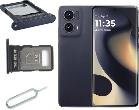 for Motorola Moto Edge 2024 XT2405-1 XT2405V Micro SD Card Slot Single Sim Card Tray Holder Replacement Black，with Pin in Saudi Arabia