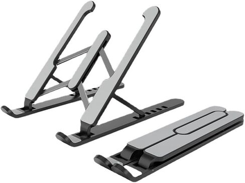 Adjustable Laptop Stand Aluminum Laptop Riser for Desk, Foldable & Portable Computer Stand, All 10-17.3" Laptops - Black in Saudi Arabia