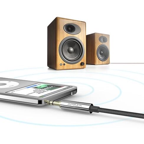 كابل صوت Anker Powerline 3.5 ملم بطول 4 أقدام، سلك Aux ممتاز مع موصلات مطلية بالذهب، كابل ستيريو متين مقاوم للتشابك للسيارة وسماعات الرأس ومكبرات الصوت والصوت المنزلي - عبوتان in Kuwait