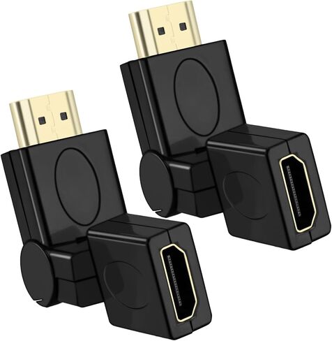 2 حزمة محول HDMI 90 زاوية 4K HDMI 2.0 ذكر إلى أنثى محول، موصل محول الزاوية اليمنى يدعم دوران قابل للتعديل 360 درجة، لأجهزة PS5، Xbox، الكمبيوتر الشخصي، الشاشة، التلفزيون، جهاز العرض in Saudi Arabia