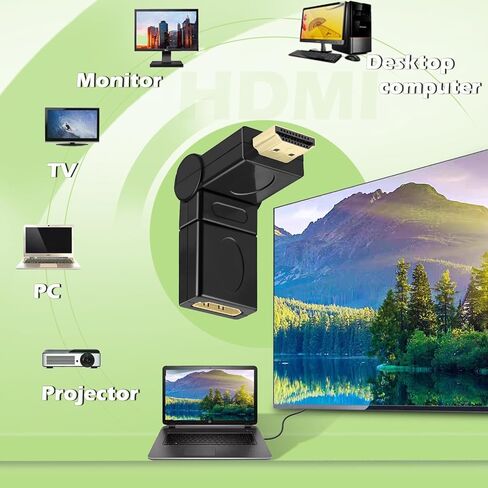 2 حزمة محول HDMI 90 زاوية 4K HDMI 2.0 ذكر إلى أنثى محول، موصل محول الزاوية اليمنى يدعم دوران قابل للتعديل 360 درجة، لأجهزة PS5، Xbox، الكمبيوتر الشخصي، الشاشة، التلفزيون، جهاز العرض in Saudi Arabia