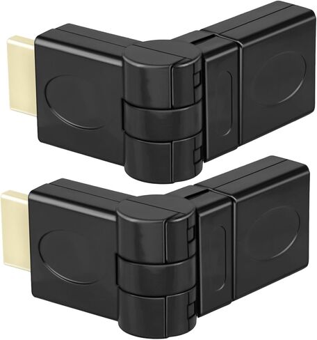 2 حزمة محول HDMI 90 زاوية 4K HDMI 2.0 ذكر إلى أنثى محول، موصل محول الزاوية اليمنى يدعم دوران قابل للتعديل 360 درجة، لأجهزة PS5، Xbox، الكمبيوتر الشخصي، الشاشة، التلفزيون، جهاز العرض in Saudi Arabia