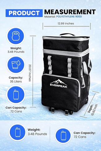72-Can Large Collapsible Soft Cooler with Wheels, Insulated Leakproof Cooler Bag with Handle, Removable Lunch Box Top, All-Terrain Wheels, Portable Cooler for Beach, Camping, Picnic, Travel in Saudi Arabia